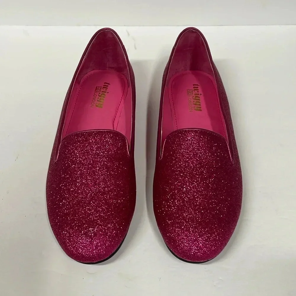 Twiggy London Pink Glittery Wide Width Taylor Swift Flats